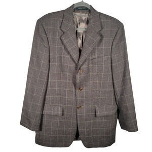 Lauren Ralph Lauren 38R Alpaca Wool Blazer Gray Windowpane VTG Made Canada